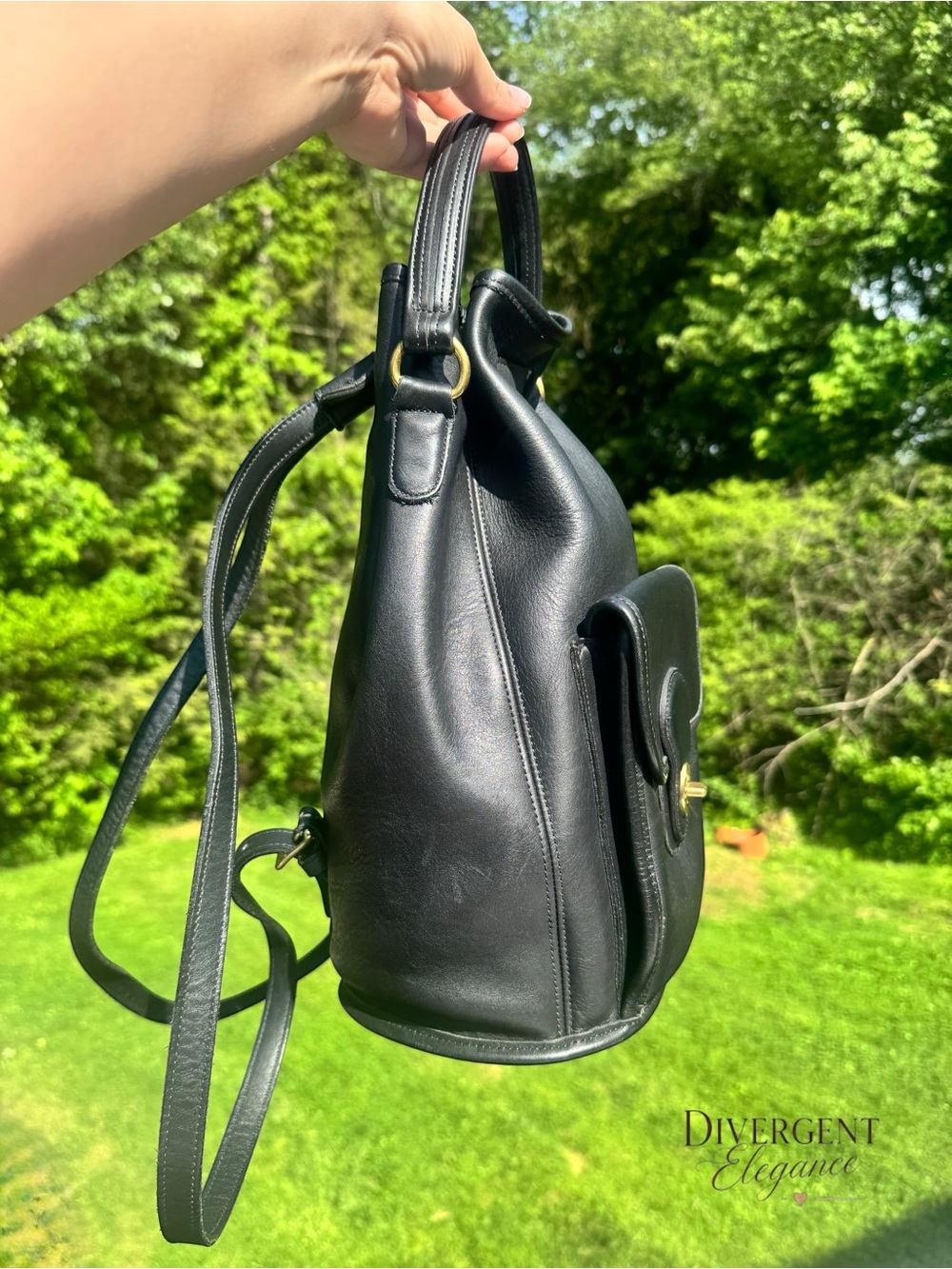 Coach Handle Backpack Sling Daypack Black Glove Tanned Leather Style 9952 - Picture 6 of 8